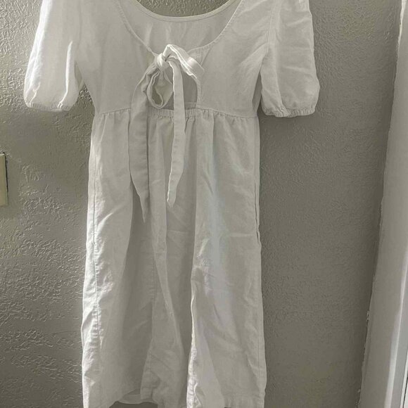 INGRID + ISABEL MATERNITY‎ DRESS WHITE LINEN BABYDOLL NATURAL COASTAL  WOMEN XS - Picture 2 of 7